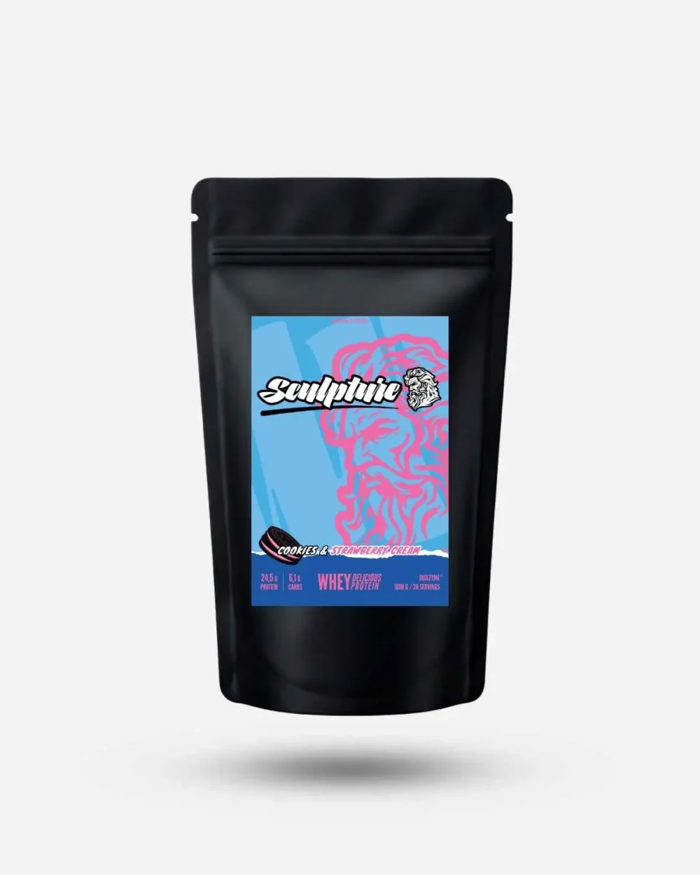 SCULPTURE WHEY DELICIOUS DIGEZYME - Cookies and Strawberry Cream